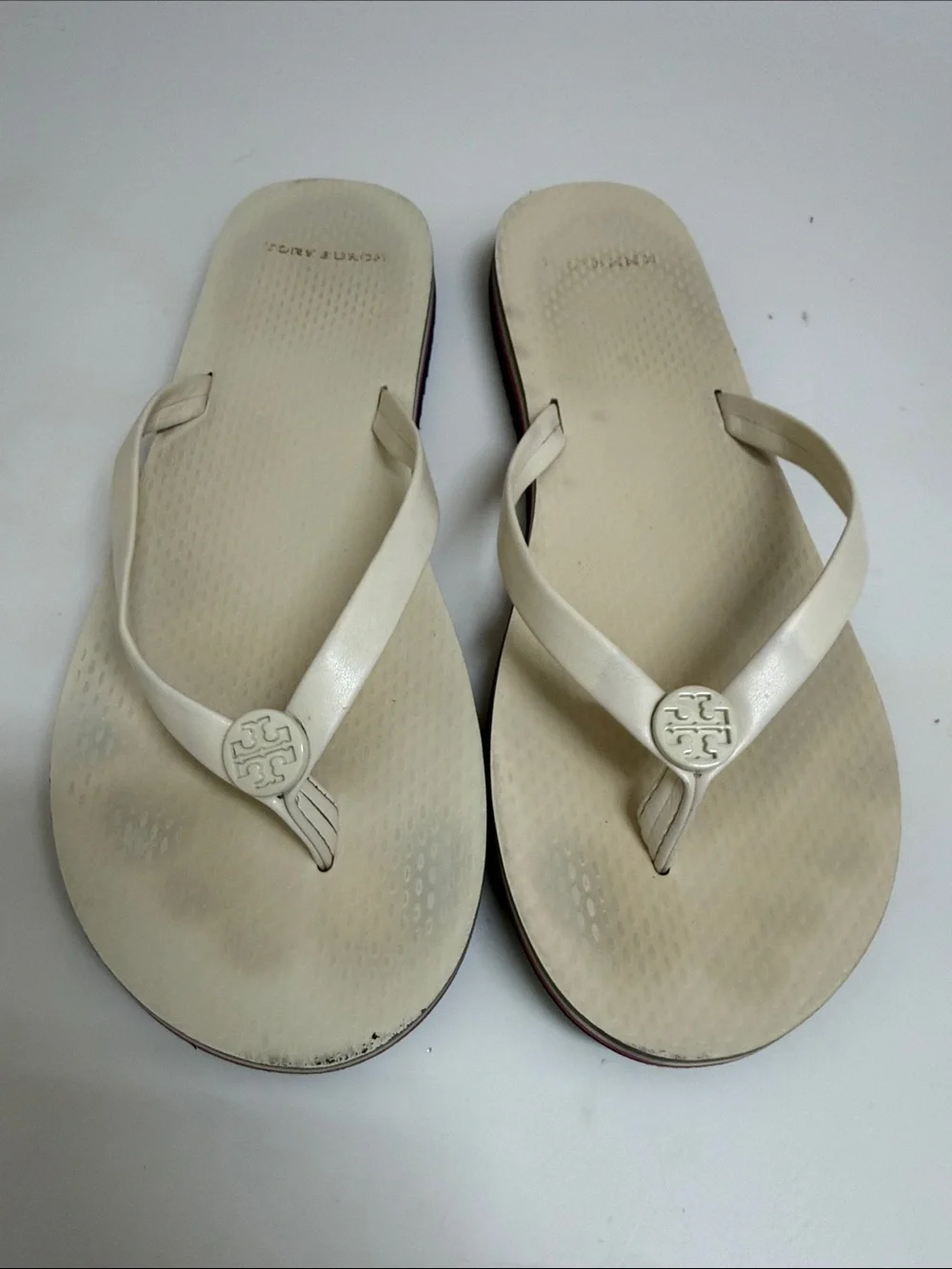 Tory Burch Cream Logo Thong Sandals